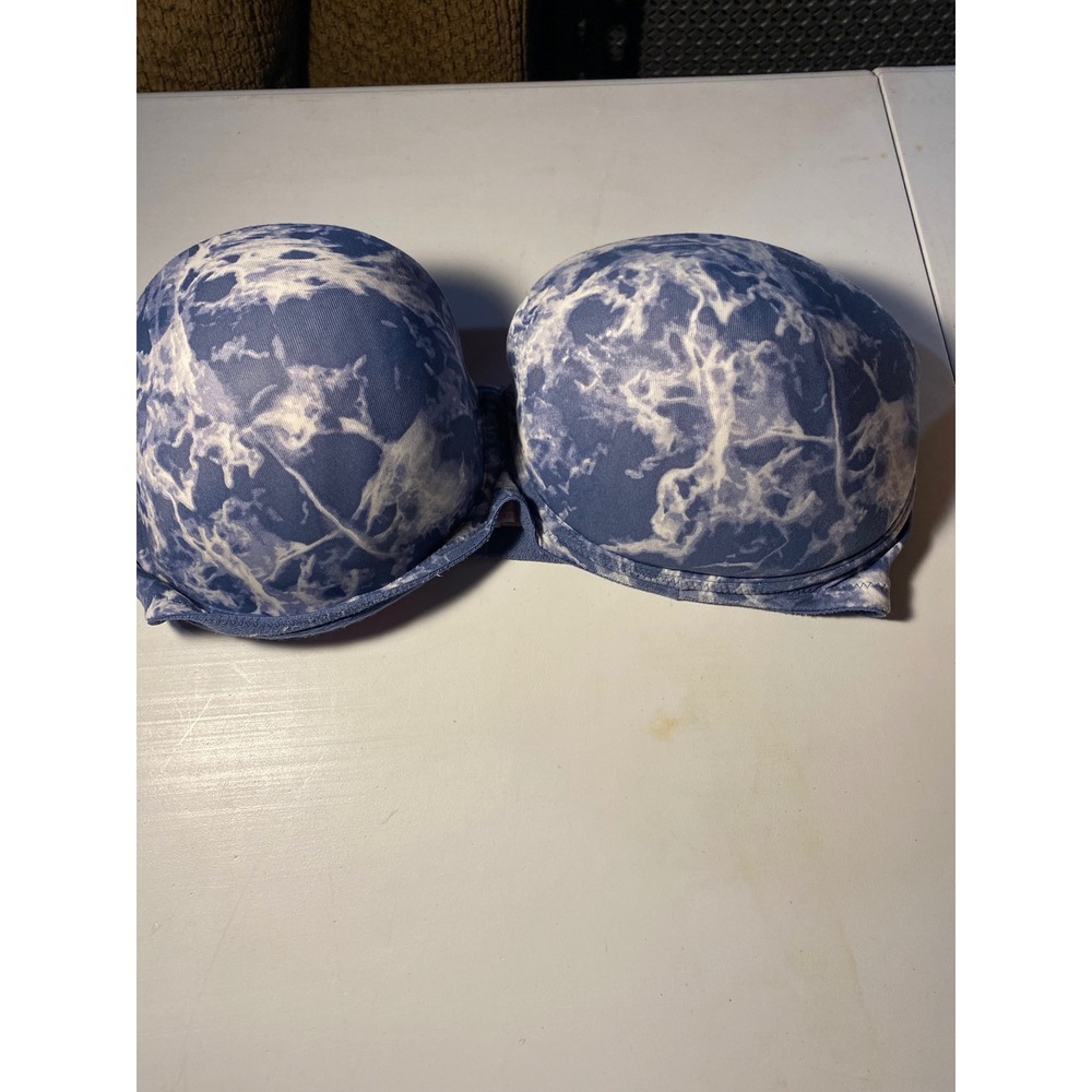 PINK Victoria's Secret 36D Blue Marble Strapless Push Up Multiway Bra